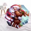 1pc Christmas Santa Claus Reindeer Automatic Opening Folding Umbrella with Holly Berries Design, Portable 3-Fold Outdoor for Fans, Travelers, Daily Us