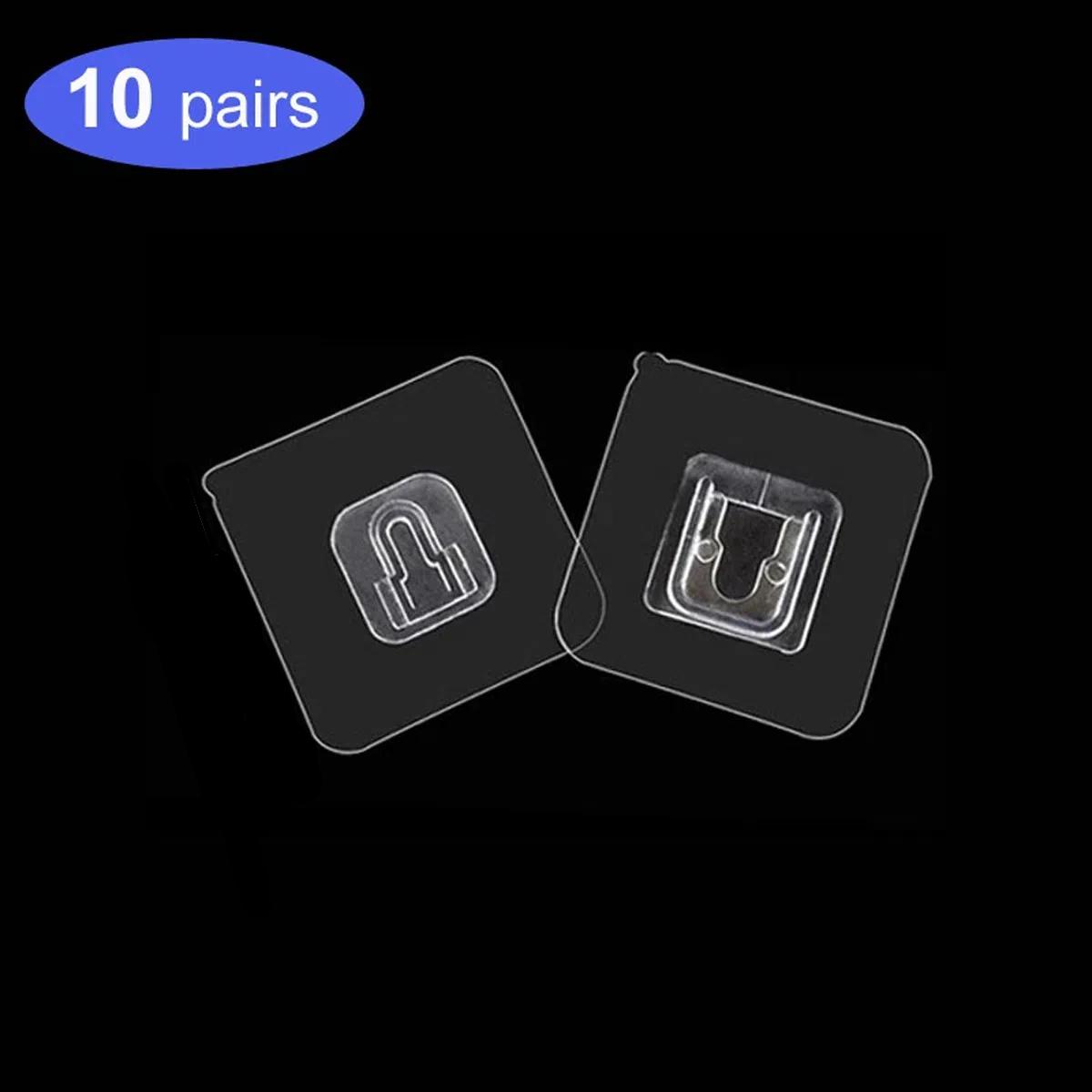 

10 пар Настенный самоклеящийся крючок Прозрачная проволочная полка Настенная наклейка Двусторонняя фиксирующая накладка Для кухни Ванной комнаты Гаджет