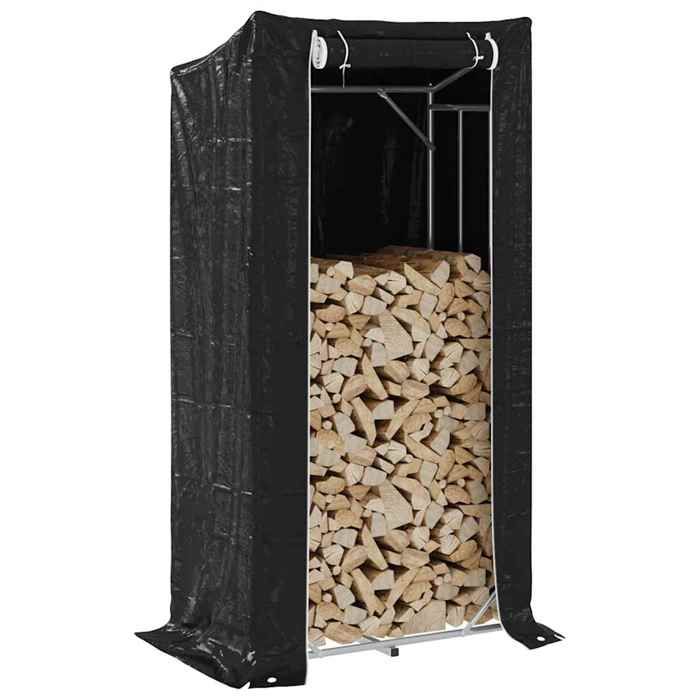 VidaXL Portant de bois de chauffage et housse de pluie acier galvanisé, stockage de bûches, porte-bûches de cheminée, 4104949