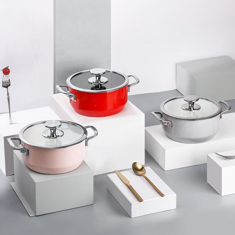 Sohome Римская эмалированная кастрюля для супа из нержавеющей стали с двумя ручками