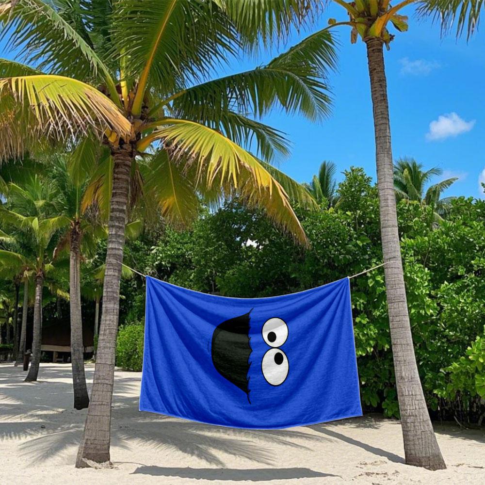 Cookie Monster Face Beach Towel Quick Drying Travel Towel Unisex Soft Comfortable Quick Dry Portable for Men Women Beach