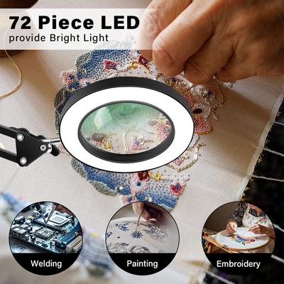 (LED-Licht mit 3-Farben-Einstellung)10x Schreibtischlupe Tischlampe USB ist geeignet für Schweißen, Reparatur, Arbeit, Lesetischlampe