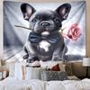 French Bulldog With Rose Tapestry Room Decoration Wall Hanging for Living Room Bedroom, Dormitory, Birthday and Christmas Gifts
