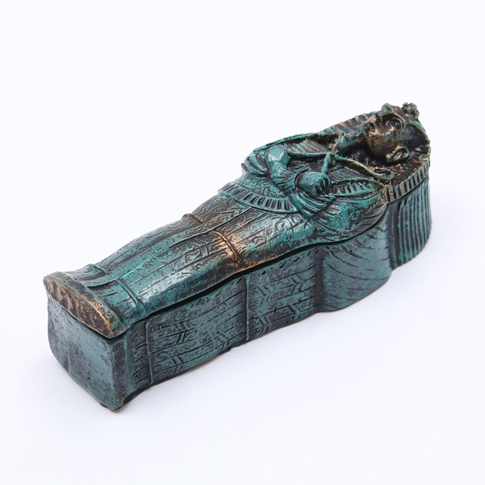 Egyptian Statue Resin Craft Aquarium Decoration Accessories, Ancient Egyptian Mummy Figurine With Coffin Creative Ornament For Fish Tank Decor