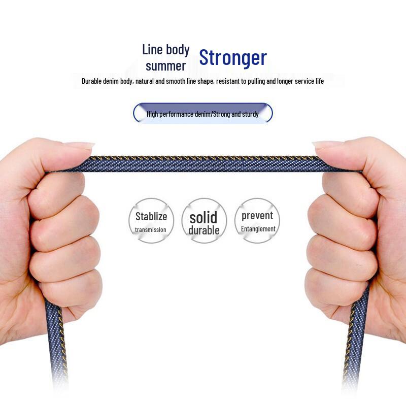 Spot USB Denim Charging Cable for Apple & Type-C Phones, Available In 1/2/3 Meters.