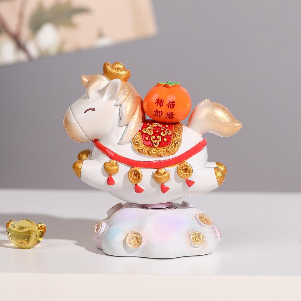 Little Horse Fu Fu Rotating Charm Decorative Item for Office Desk, Zodiac-themed Temple Decoration
