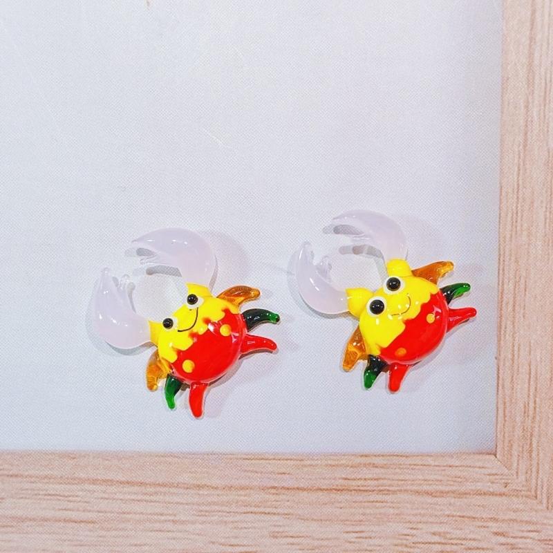 Blown Glass Crabs Ornament Coastal Decors Multicolored Miniature Animal Figurine Collectible Desk Car Decoration Gift