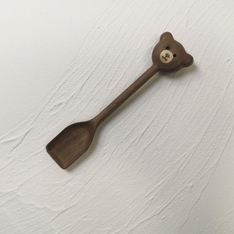 

Bear Cutlery Wooden Spoon Tableware Walnut Coffee Spoon Handmade Honey Spoon Jam Spoon Kitchen Accessories Eco Friendly Products