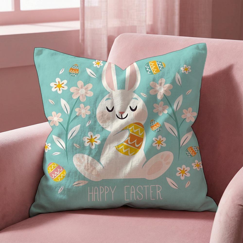 Holiday Easter Cushion Cover MultiScene Pillow Cover for Home Car Reversible Soft Durable for Daily Use