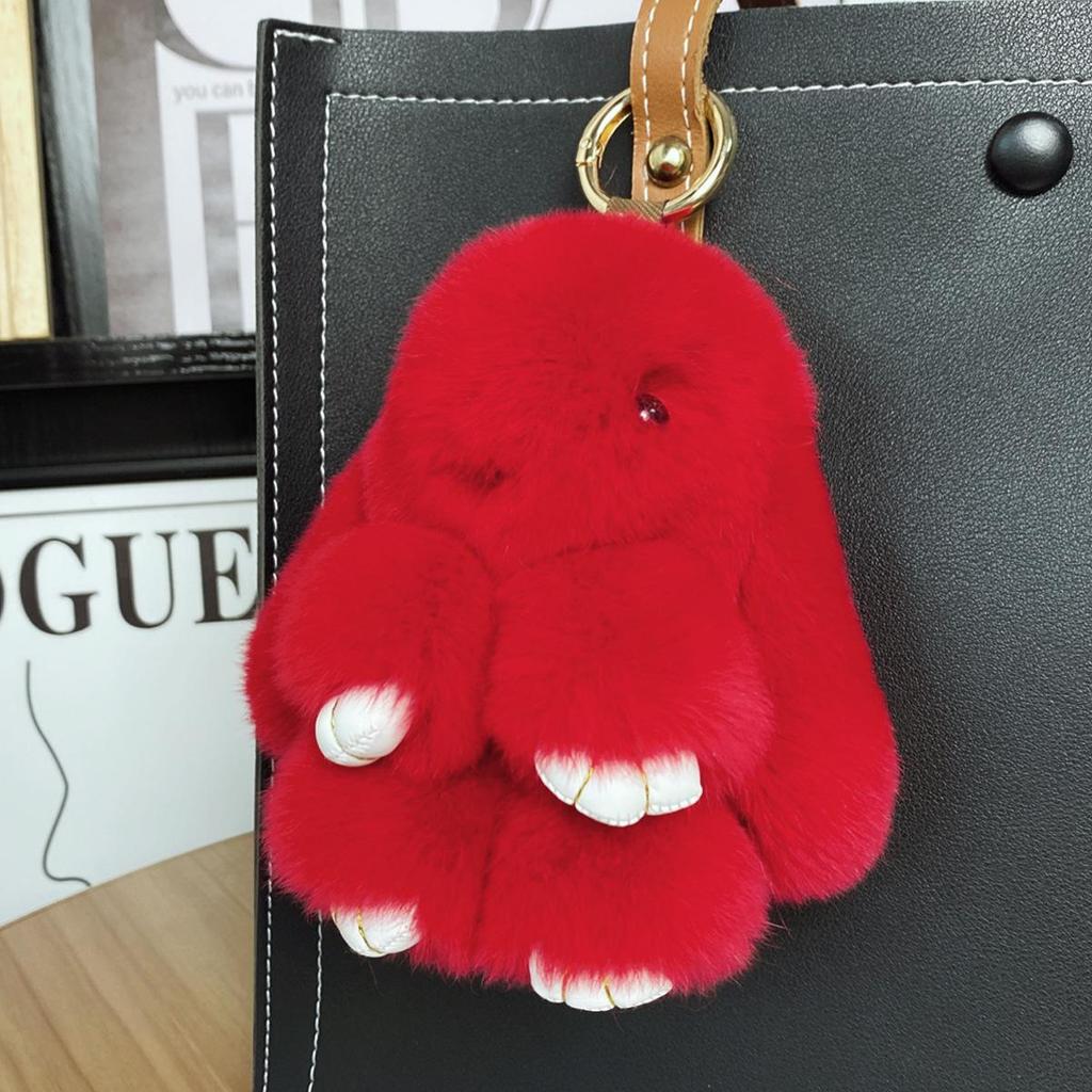 Mini Rex Rabbit Fur Pom Pom Keychain Bag Charm Keyring
