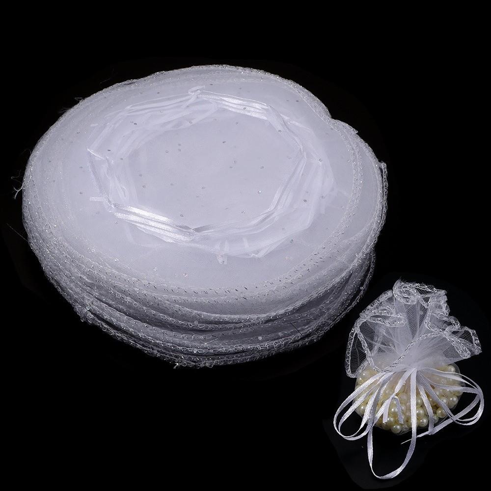 10Pcs Mesh Organza Drawstring Bag Tulle Fabric 26CM Gift Bags Round Shape Round Organza Bag