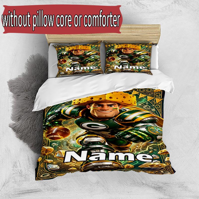 3pcs Duvet Cover Set (1*Duvet Cover + 2*Pillowcase, Without Core), Custom Name NFL Pattern Bedding Set, Home Bedroom Decor Gift