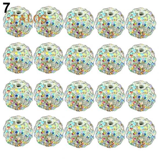 20Pcs 10mm Czech Crystal Stones Pave Clay Round Disco Ball Spacer Beads Accessories