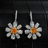 Tancise 7*7Jewelry Gelbe High Carbon Diamond Ohrringe 7*7 Herbst Chrysantheme Blühende Luxus Ohrringe 925.