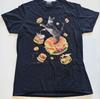 Cat Burger Graphic T-Shirt Funny Space Fast Food Kitty Short Sleeve Tee