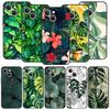 Leaves Monstera Green Phone Case For iPhone 17 16 15 Pro Max 11 12 13 14 7 8 Plus SE 2020 X XR XS Cover Soft Black