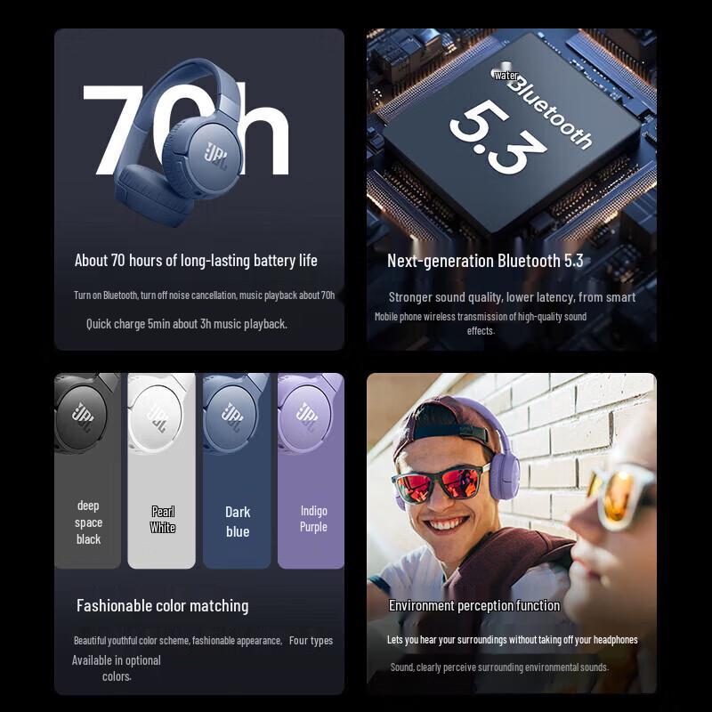 JBL Tune 770NC Wireless Noise-Cancelling Over-Ear Headphones