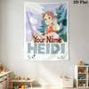 Heidi Alps Cartoon Custom Name Wall Tapestry Aesthetic Wall Hanging Printed Fabric Blanket Decorative Tapestries for Bedroom Living Room Home Decor