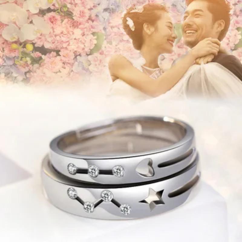 Fashion Exquisite Silver Color Pair Rings for Women Men Adjustable Couple Engagement Wedding Gift Jewelry Accessoires