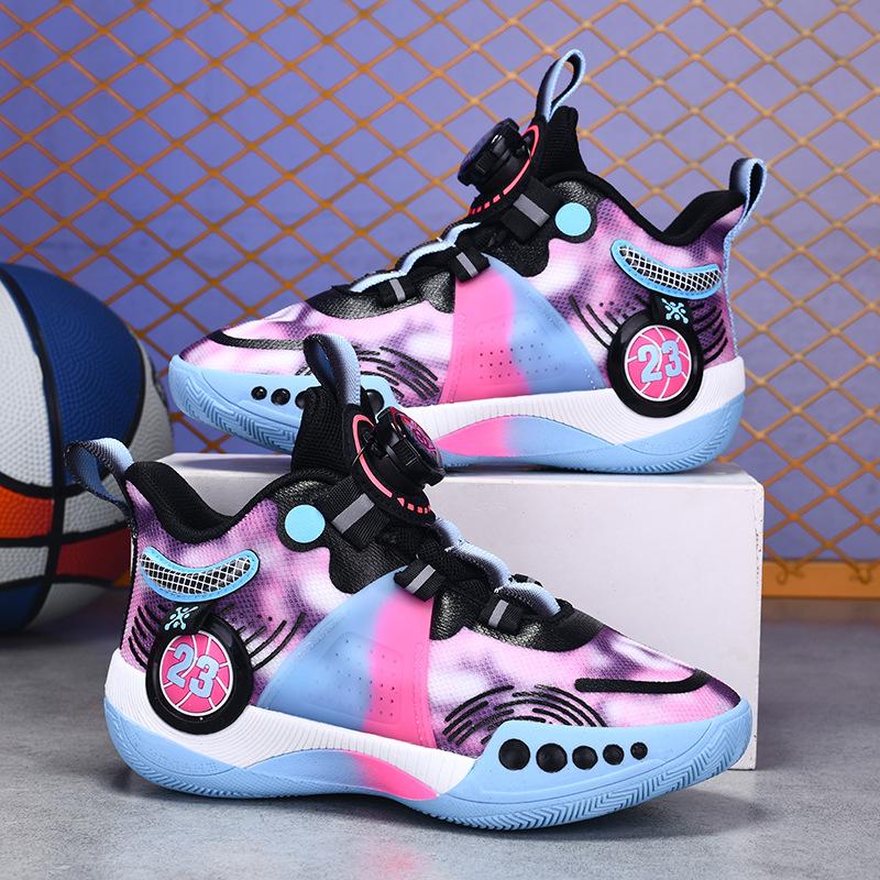 Lace-up Shoes Classmates Boys Shock-absorbing Non-slip Basketball Shoes Breathable Automatic New Mesh Sneakers