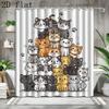 Süßer Cartoon-Katzen-Duschvorhang Wasserdicht Badezimmer-Dekor 180x180cm Neuartiger Druck Familiengeschenk