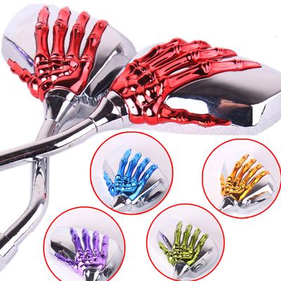 Rétroviseur universel de moto Chrome moto squelette crâne main griffe rétroviseur Scooter rétroviseur