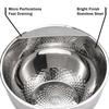 Stainless Steel Rice Washing Bowl with Quinoa Strainer Side Drainer Fine Holes for Fruits Vegetables Beans Versatile Kitchen Rinsing Tool