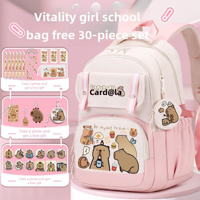 2024 Capybara Girls' Backpack: Stylish, Spacious & Perfect for Grades 1-6