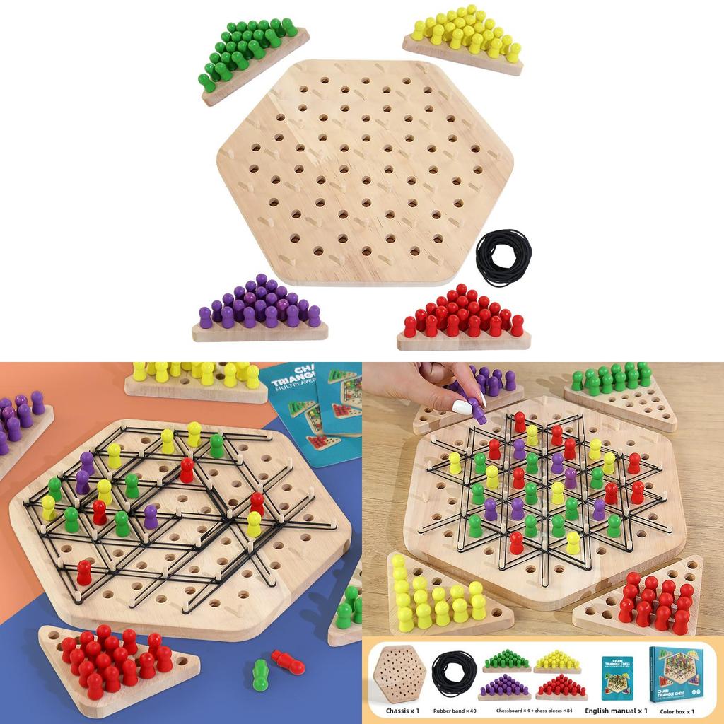 Wooden Geometric Chain Triangular Board Game For Brain Training And Family Interaction
