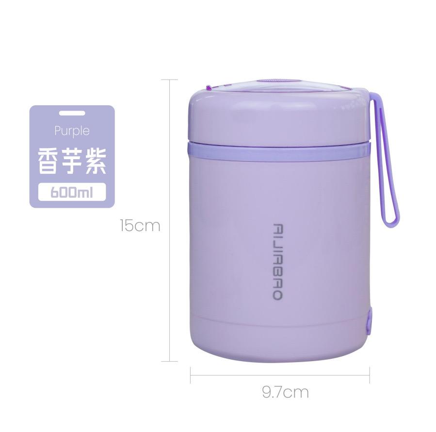 600ML USB Elektrische Verwarmende Lunchbox Draagbare Picknick Melkdrank Voedselverwarmer Roestvrij Staal Voedselwarmer Container 5V 12V 24V 600ml paars