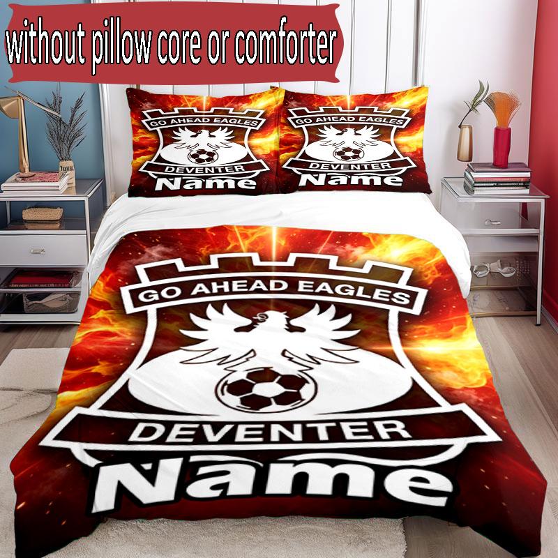 3pcs Duvet Cover Set (1*Duvet Cover + 2*Pillowcase, Without Core), Custom Name Go Ahead Eagles Pattern Bedding Set, Home Bedroom Decor Gift