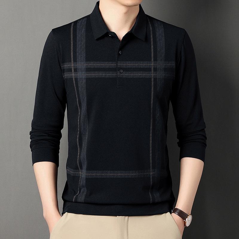 Middle-Aged Men'S Autumn Shirt Long-Sleeved Shirt Dad'S Lapel Spring And Autumn Bottoming Shirt Men'S Top