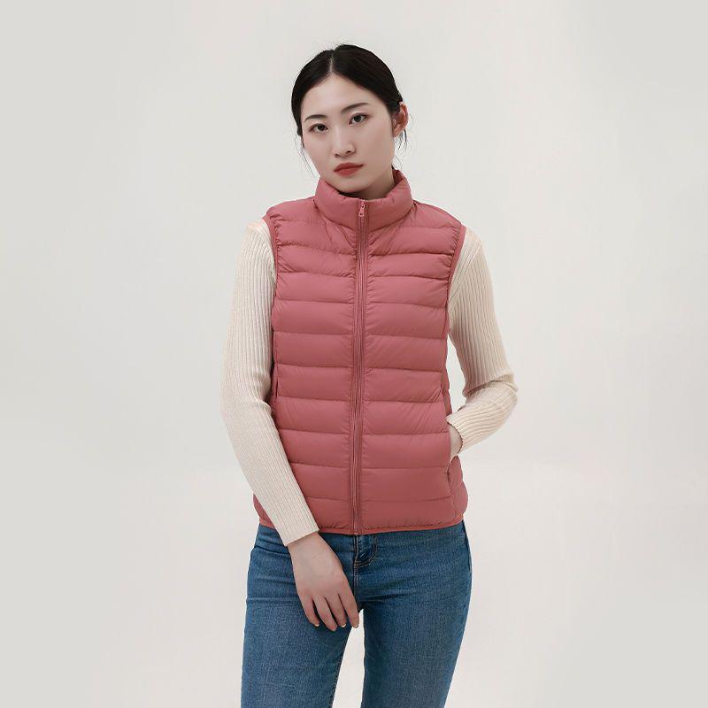 

Легкий пуховый жилет - 90% пух белой утки, теплая куртка без рукавов для осени и зимы Small розовый