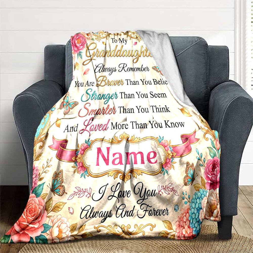 Granddaughter'S Inspirational Love Customize Your Name Blanket Warm Comfortable And Soft Blankets Are Suitable For Home Lunch Break Blanket Office