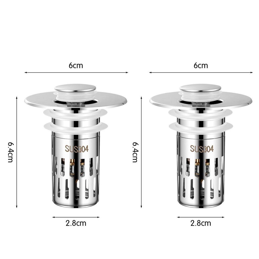 Universal Anti-Clog Push-Type Wash Basin Drain Filter and Deodorizing Stopper