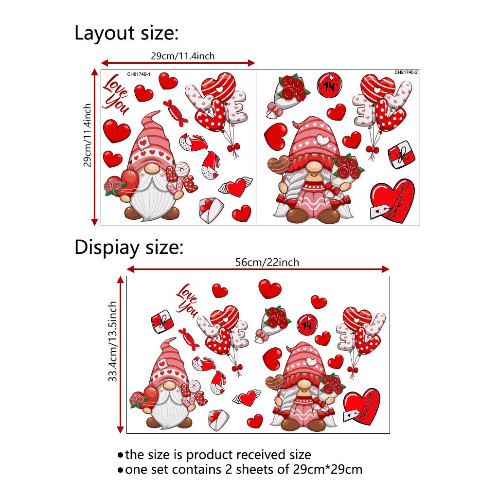 Valentine's Day Red Gnome Removable Wall Sticker CH81740
