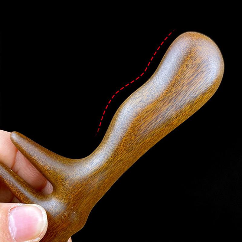 Wood Comb Head Meridian Natural Wood Long Handle-Comb Multifunction Insert Teeth Massage Combs