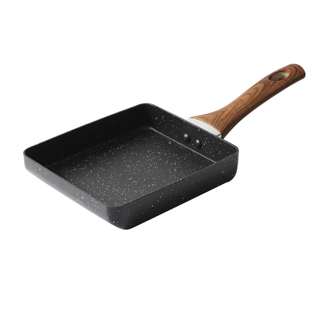 Tamagoyaki Pan Prevent Stick Mini Japanese Omelette Pan Breakfast Flat Pan for Kitchen Accessories Black 15x18cm