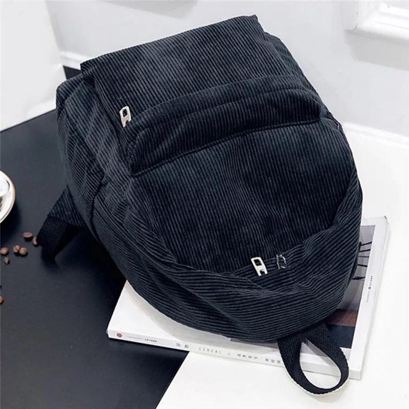 New Trend Backpack Fashion Women Corduroy Backpack College Solid Color Travel Shoulder Bags