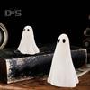 2 Pcs Halloween Ghost Figurine Resin Ghost Sculpture Cute White Ghost Statue Home Table Centerpieces Mini Ghost Ornament for Kitchen Shelf Fireplace