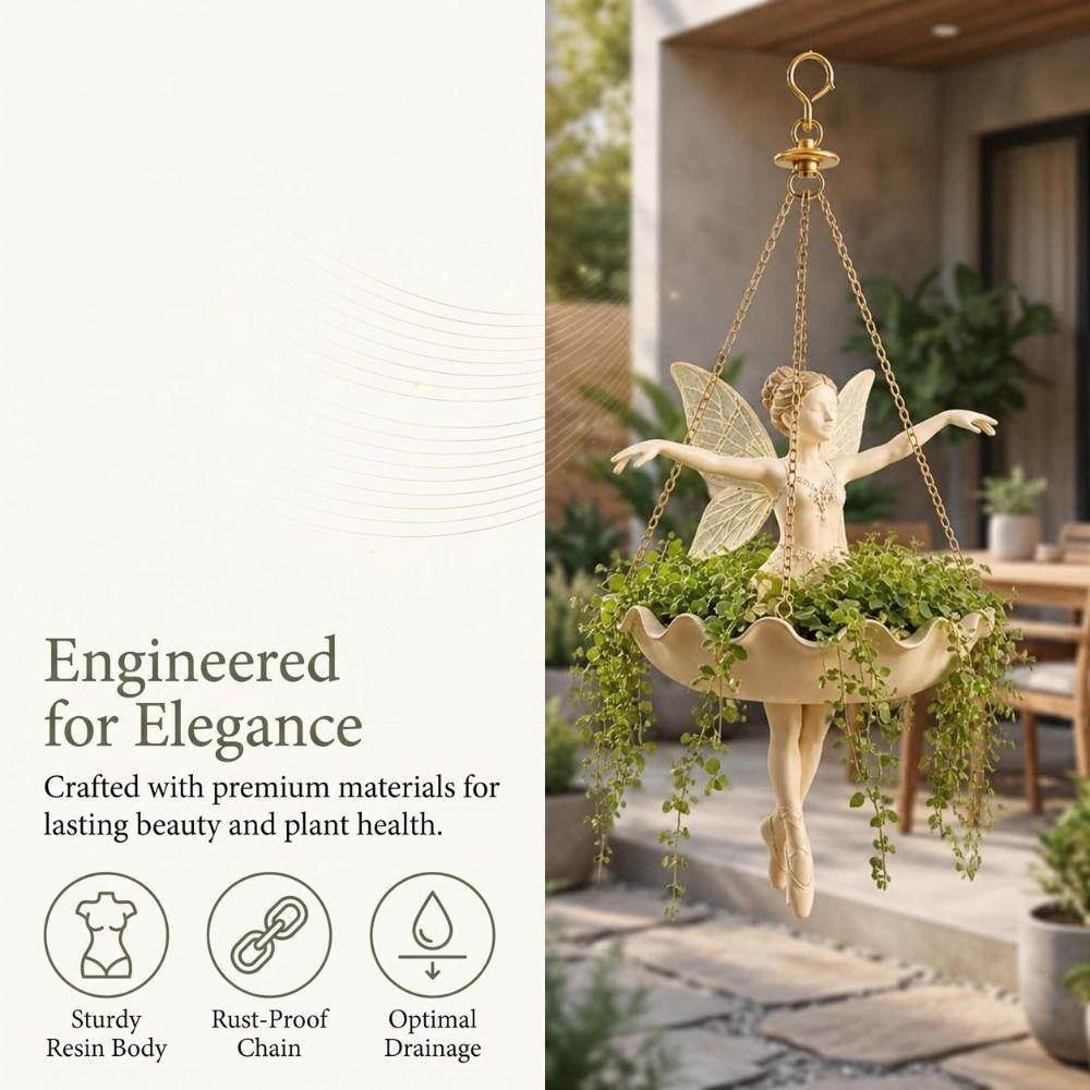 Hanging Chain Fairy Dancer Planter Resin Decorative Plant Holder New Mermaid Planter  Balcony Decor