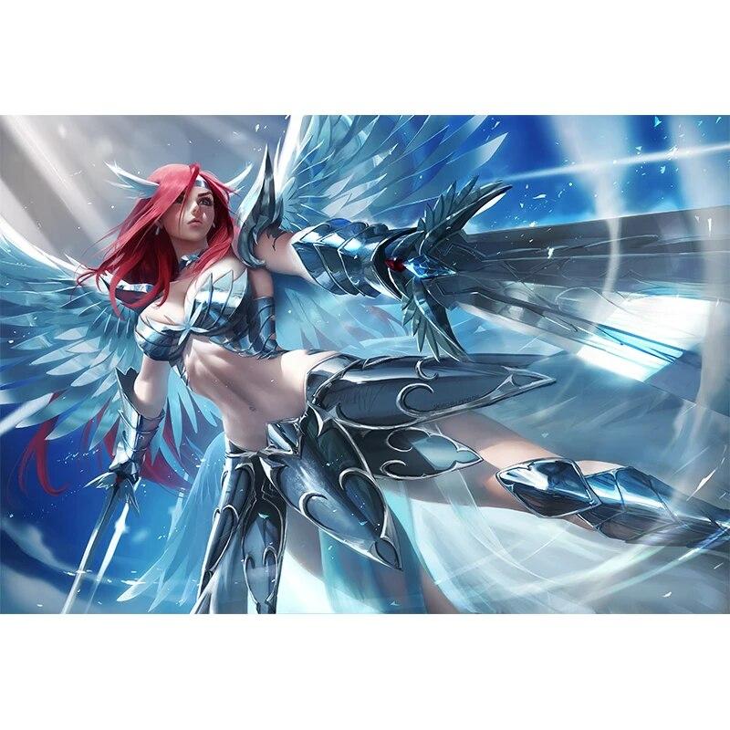 Print Canvas Anime Big Clock Red Skirt Nude Sexy Girl Art Living Room Bedroom Hanging Picture