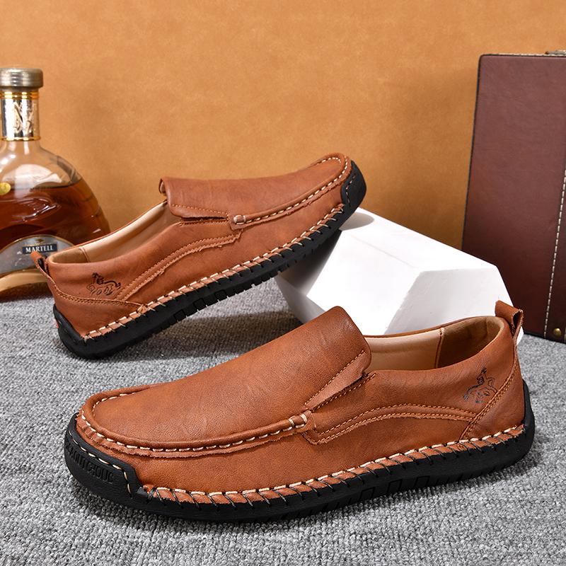 Large Size 48 Handmade Split Leather Men's Casual Shoes Comfortable Men Loafers Moccasins Men Flats Shoes Driving Shoes