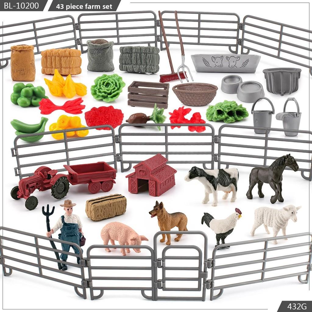 Farm Scene Animal Models Set Pvc Farm Animal And Vegetables Figure Toy For Kids Play And Decoration