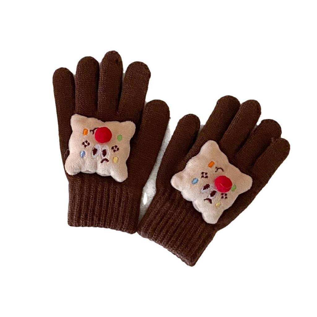 Guantes Infantiles Coreanos Nuevos de Invierno Ins Dibujos Animados Dedos Divididos Cálidos de Punto Cinco Dedos Guantes de Moda para Niños y Niñas