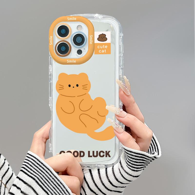 Happy Bunny for IPhone16promax Cream Mirror Phone Case Oil 13 Brand New 15 Cartoon