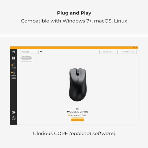 Glorious MODEL D 2 PRO Ultra-Lightweight 60g, High-Durability 2.4G Wireless and Wired Ergonomic Gaming Mouse, Black (GLO-MS-PDWV2-1K-B MS696)