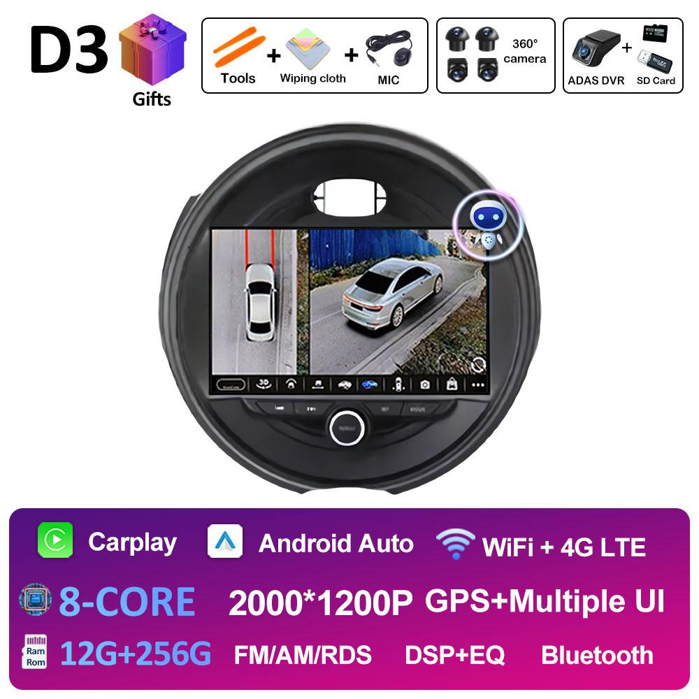 For BMW Mini Cooper Car Multimedia Audio Video Player Android OS Wireless Carplay DSP Stereo QLED IPS Screen Bluetooth Head Unit
