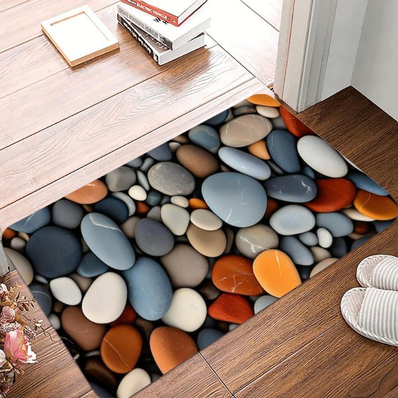 Steine und Bodenfliesen Druck Rutschfester Kleiner Teppich Wasserdicht Leicht zu Reinigen Fußmatte für Innen- und Außenbereich Langlebige Heimdekoration