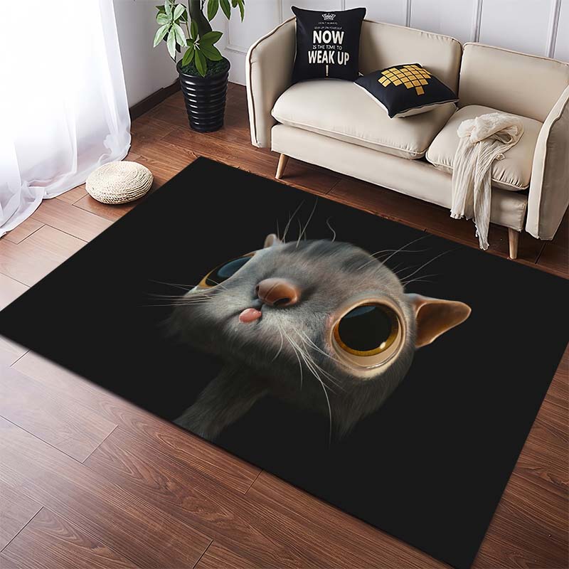 

Cute Grey Kitten on Wooden Fence Area Rug, Animal Print Non-Slip Floor Mat 40x60cm( 15x23in )